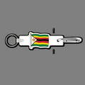 4mm Clip & Key Ring W/ Full Color Zimbabwe Flag Key Tag